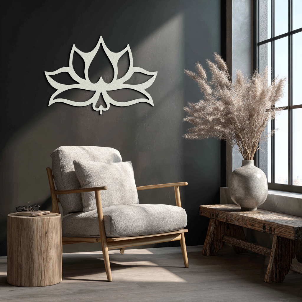Lotus Flower Metal Wall Art – Modern Black Floral Wall Decor- KAF527 - Tampa Home & Garden Store
