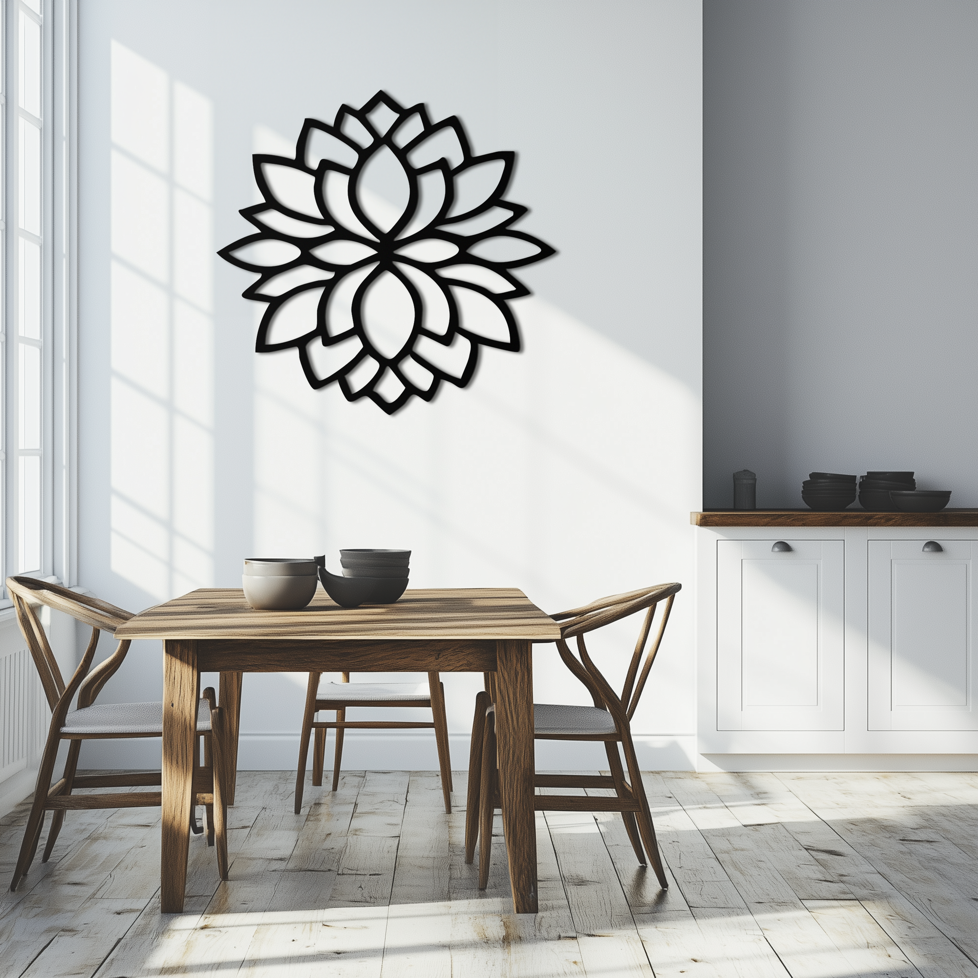 Lotus Flower Silhouette Metal Wall Art – Elegant Black Zen Decor for Home or Office- KAF525 - Tampa Home & Garden Store