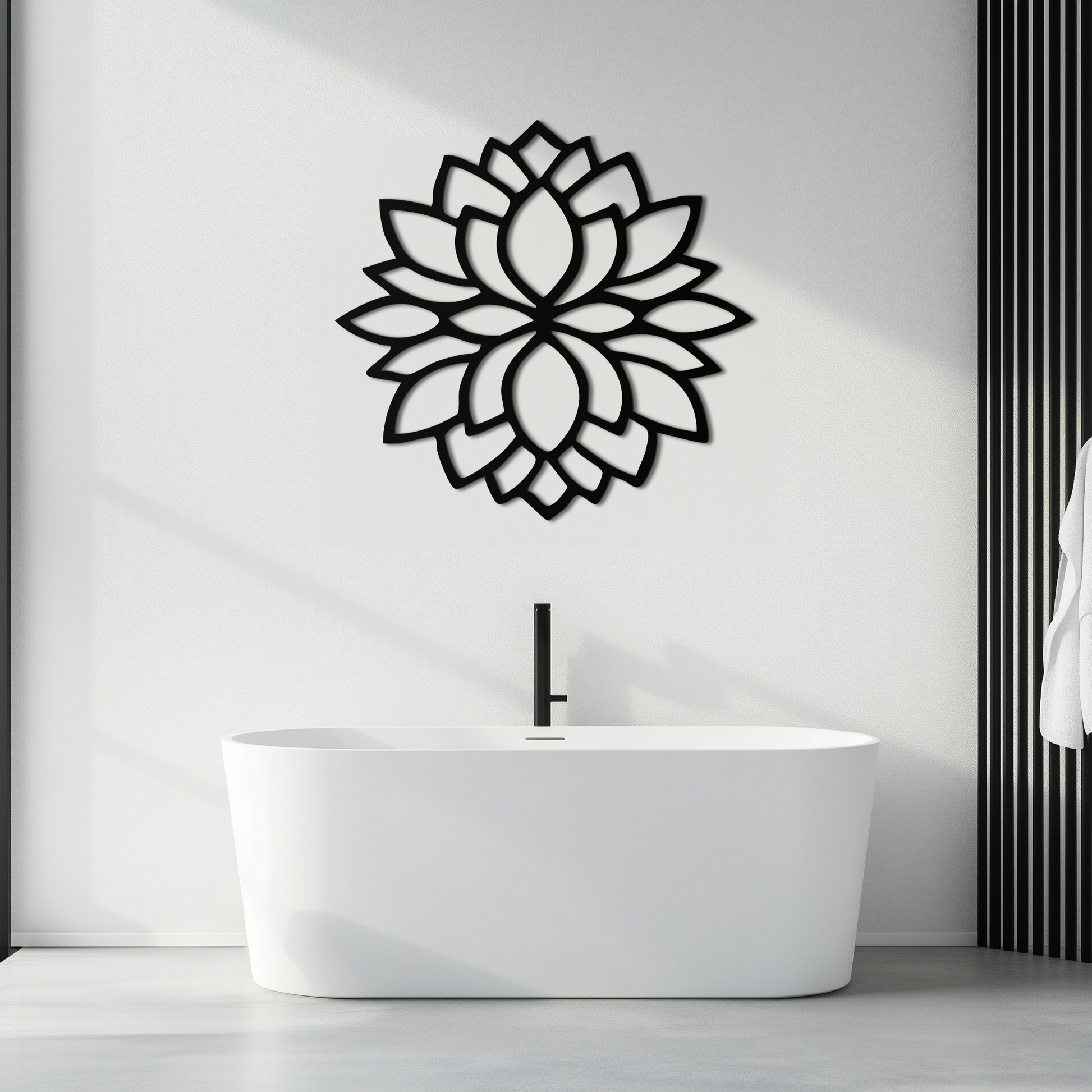 Lotus Flower Silhouette Metal Wall Art – Elegant Black Zen Decor for Home or Office- KAF525 - Tampa Home & Garden Store