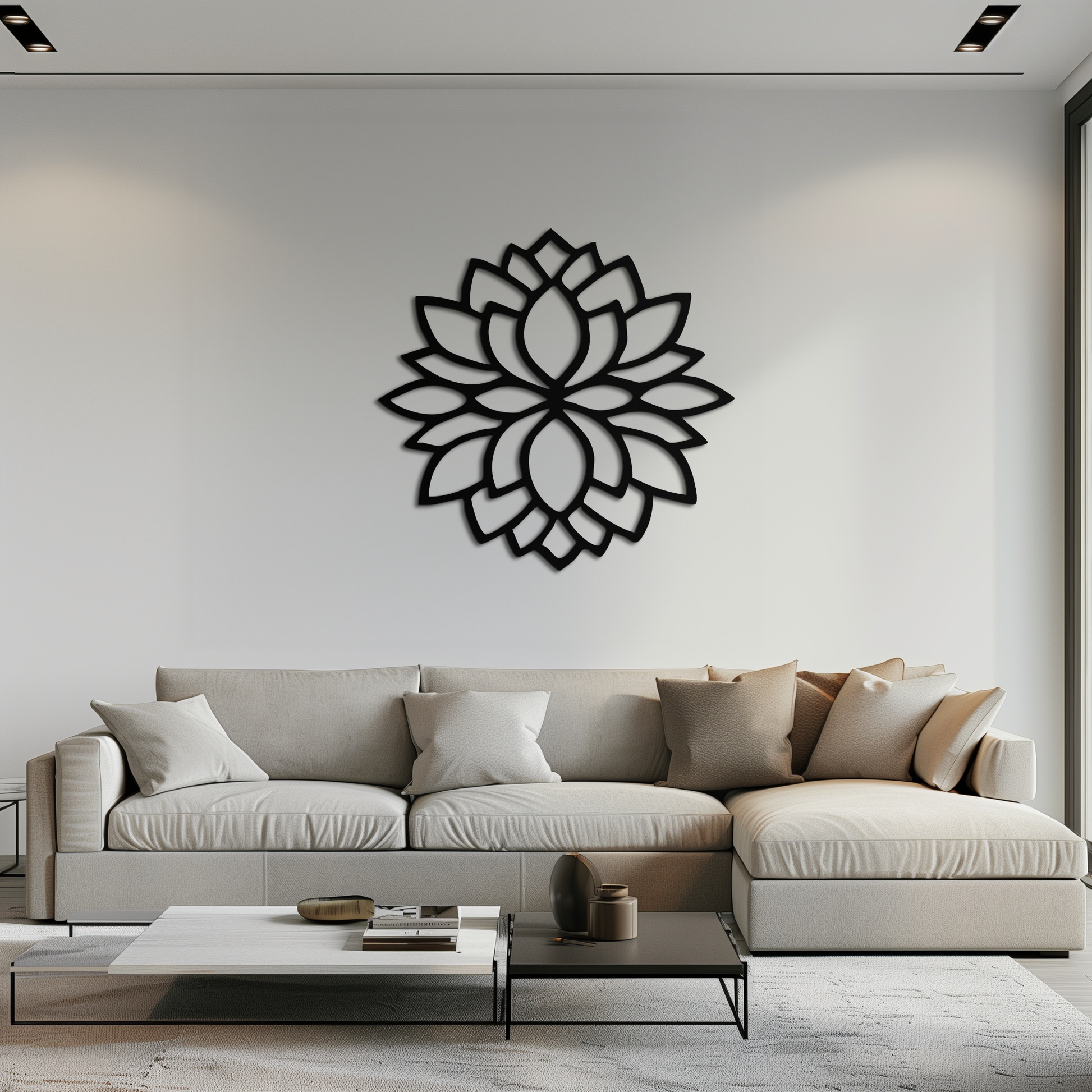 Lotus Flower Silhouette Metal Wall Art – Elegant Black Zen Decor for Home or Office- KAF525 - Tampa Home & Garden Store
