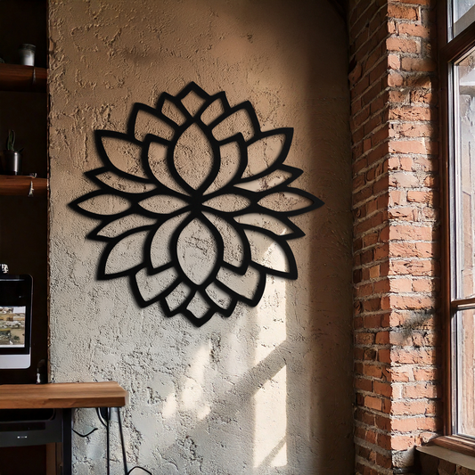 Lotus Flower Silhouette Metal Wall Art – Elegant Black Zen Decor for Home or Office- KAF525 - Tampa Home & Garden Store