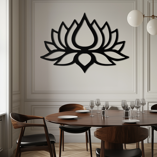 Lotus Flower Silhouette Metal Wall Art – Modern Black Floral Home Decor- KAF526 - Tampa Home & Garden Store
