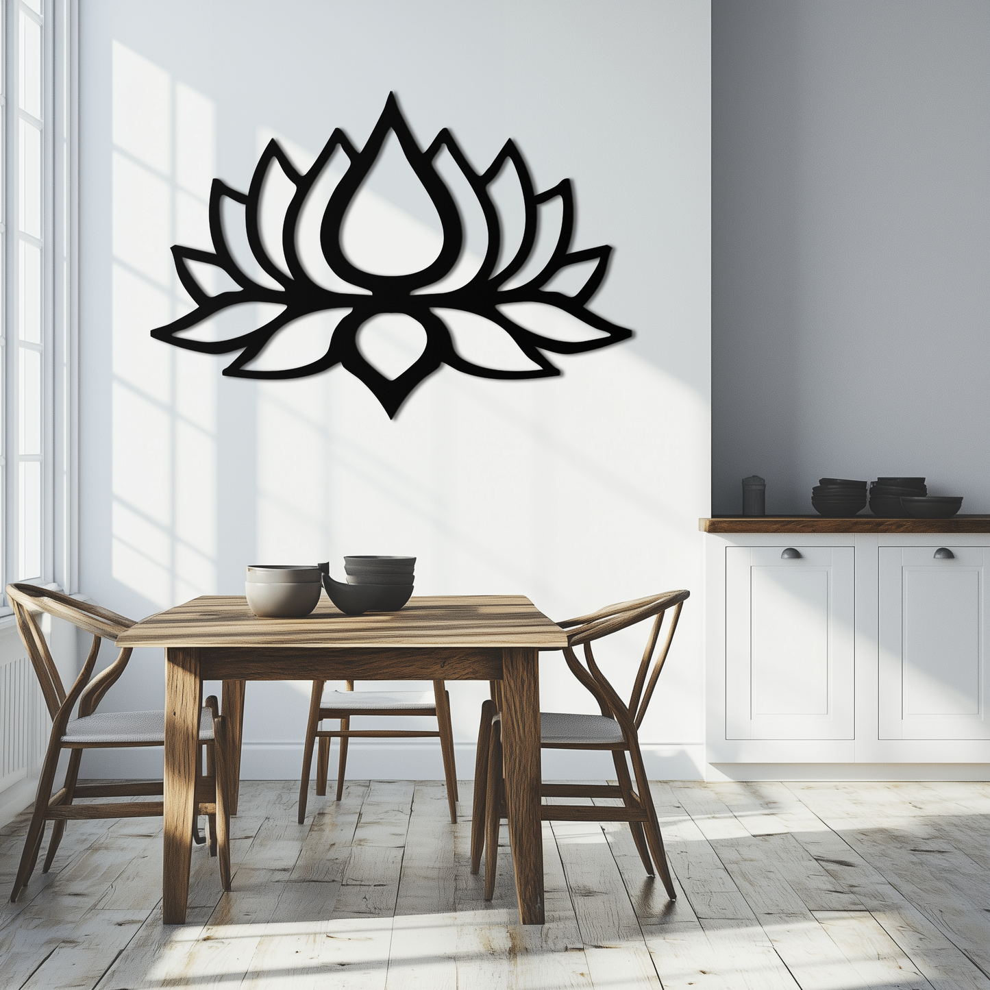 Lotus Flower Silhouette Metal Wall Art – Modern Black Floral Home Decor- KAF526 - Tampa Home & Garden Store