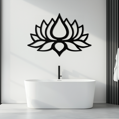 Lotus Flower Silhouette Metal Wall Art – Modern Black Floral Home Decor- KAF526 - Tampa Home & Garden Store