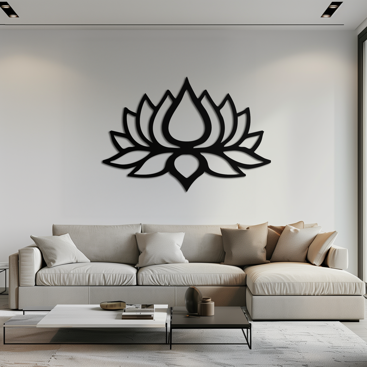 Lotus Flower Silhouette Metal Wall Art – Modern Black Floral Home Decor- KAF526 - Tampa Home & Garden Store