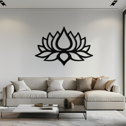 Lotus Flower Silhouette Metal Wall Art – Modern Black Floral Home Decor- KAF526 - Tampa Home & Garden Store