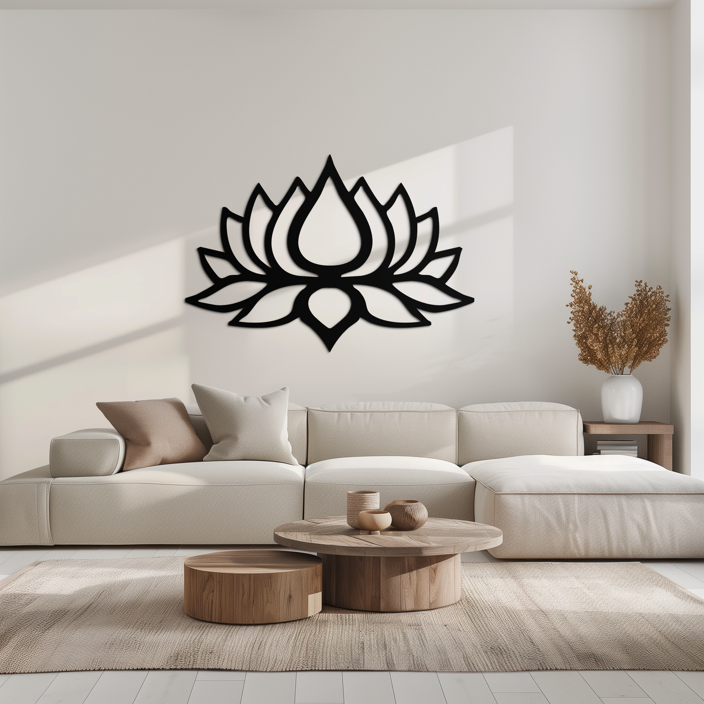 Lotus Flower Silhouette Metal Wall Art – Modern Black Floral Home Decor- KAF526 - Tampa Home & Garden Store