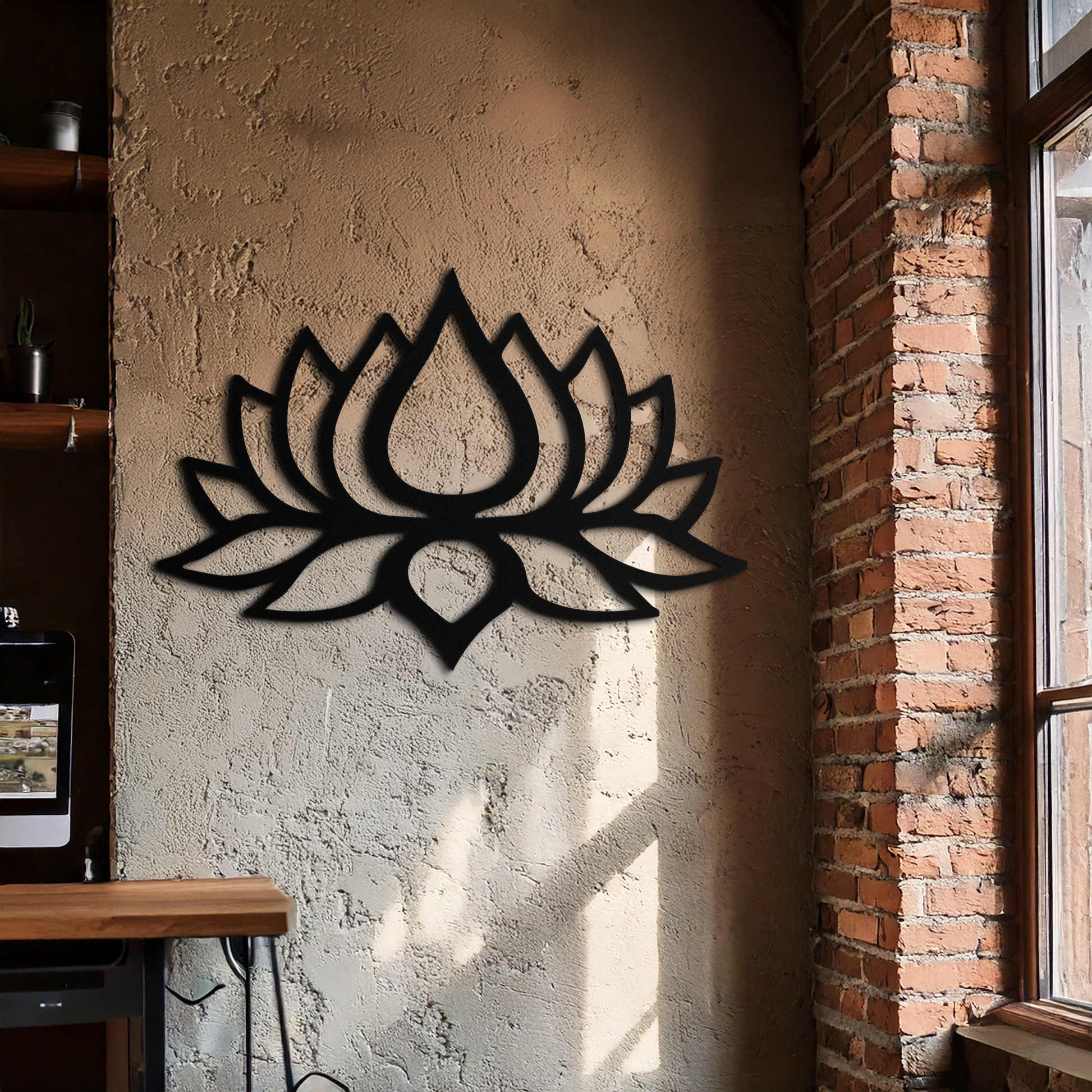 Lotus Flower Silhouette Metal Wall Art – Modern Black Floral Home Decor- KAF526 - Tampa Home & Garden Store