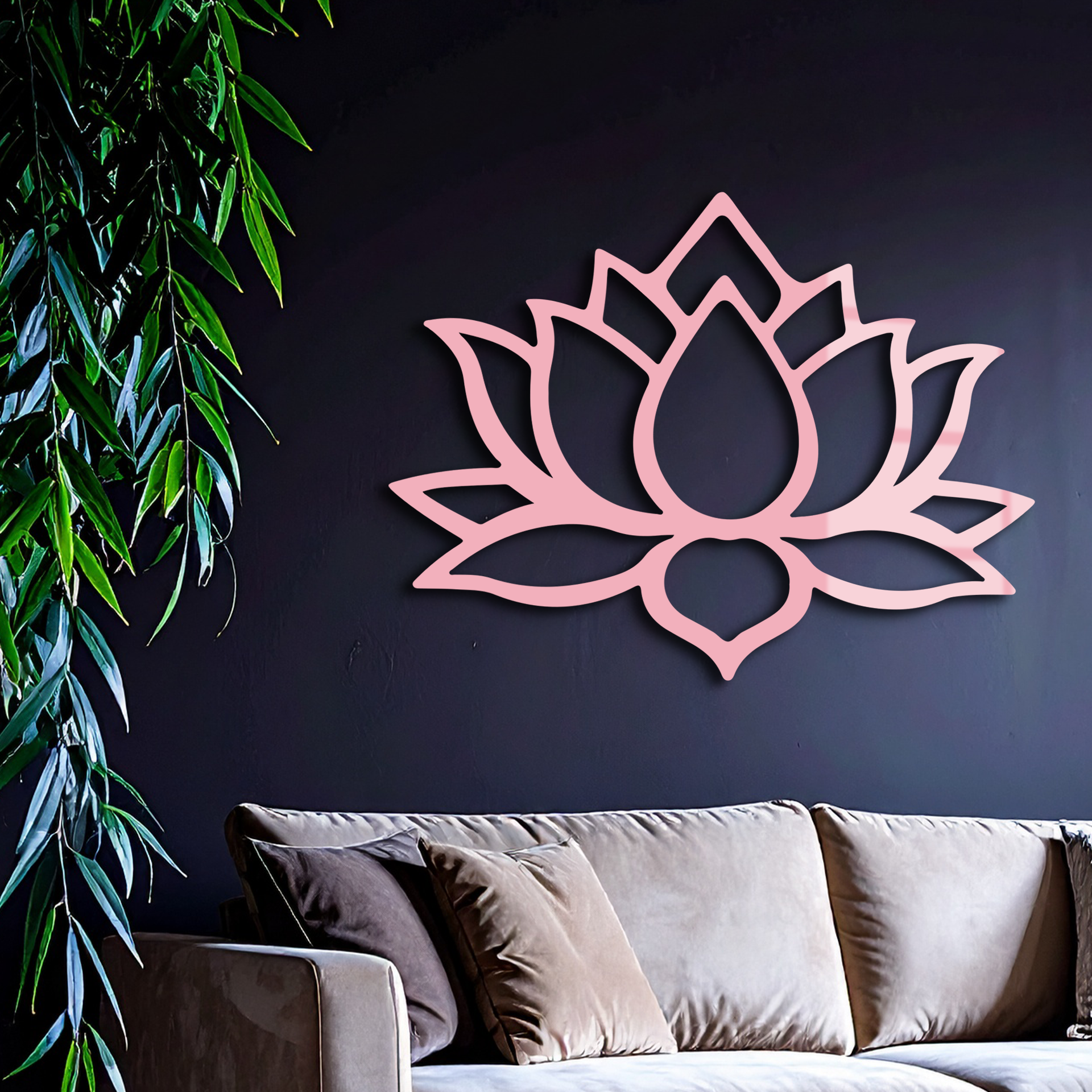 Lotus Flower Silhouette Metal Wall Art – Spiritual Nature-Inspired Design - KAFGP052 - Tampa Home & Garden Store