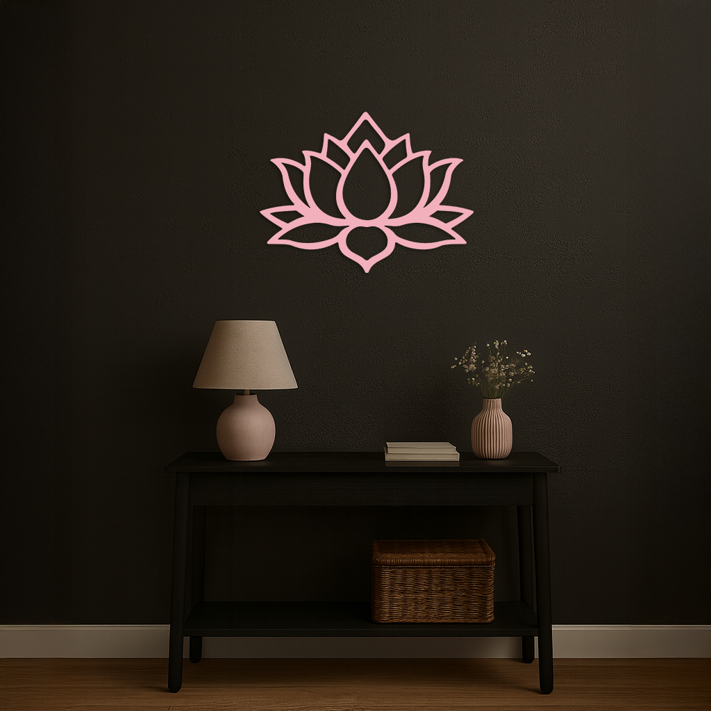 Lotus Flower Silhouette Metal Wall Art – Spiritual Nature-Inspired Design - KAFGP052 - Tampa Home & Garden Store