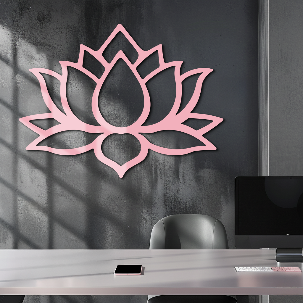Lotus Flower Silhouette Metal Wall Art – Spiritual Nature-Inspired Design - KAFGP052 - Tampa Home & Garden Store