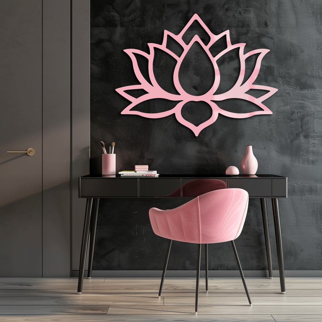Lotus Flower Silhouette Metal Wall Art – Spiritual Nature-Inspired Design - KAFGP052 - Tampa Home & Garden Store