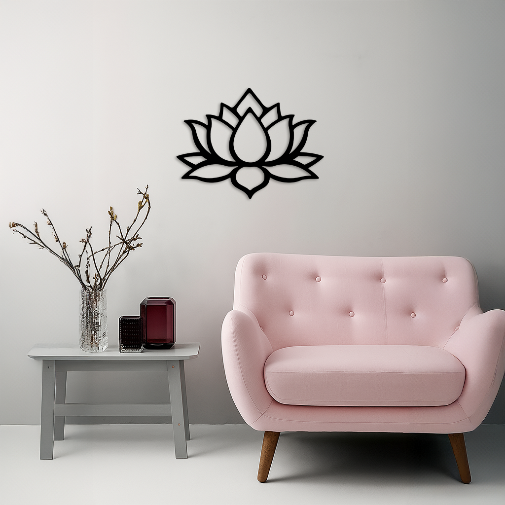 Lotus Flower Silhouette Metal Wall Art – Spiritual Nature-Inspired Design - KAFGP052 - Tampa Home & Garden Store