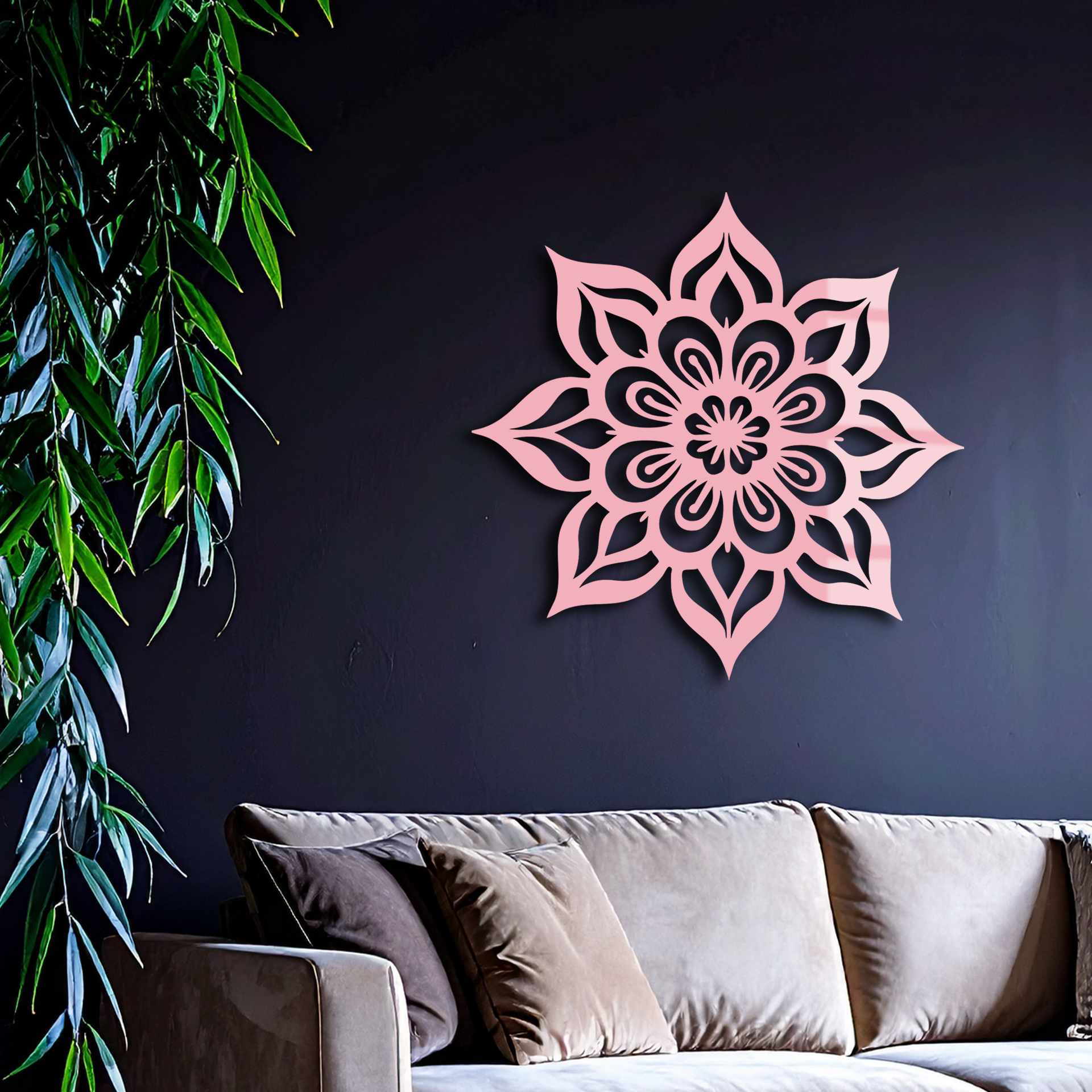 Lotus Mandala Metal Wall Art – Floral Geometric Silhouette - KAFGP059 - Tampa Home & Garden Store