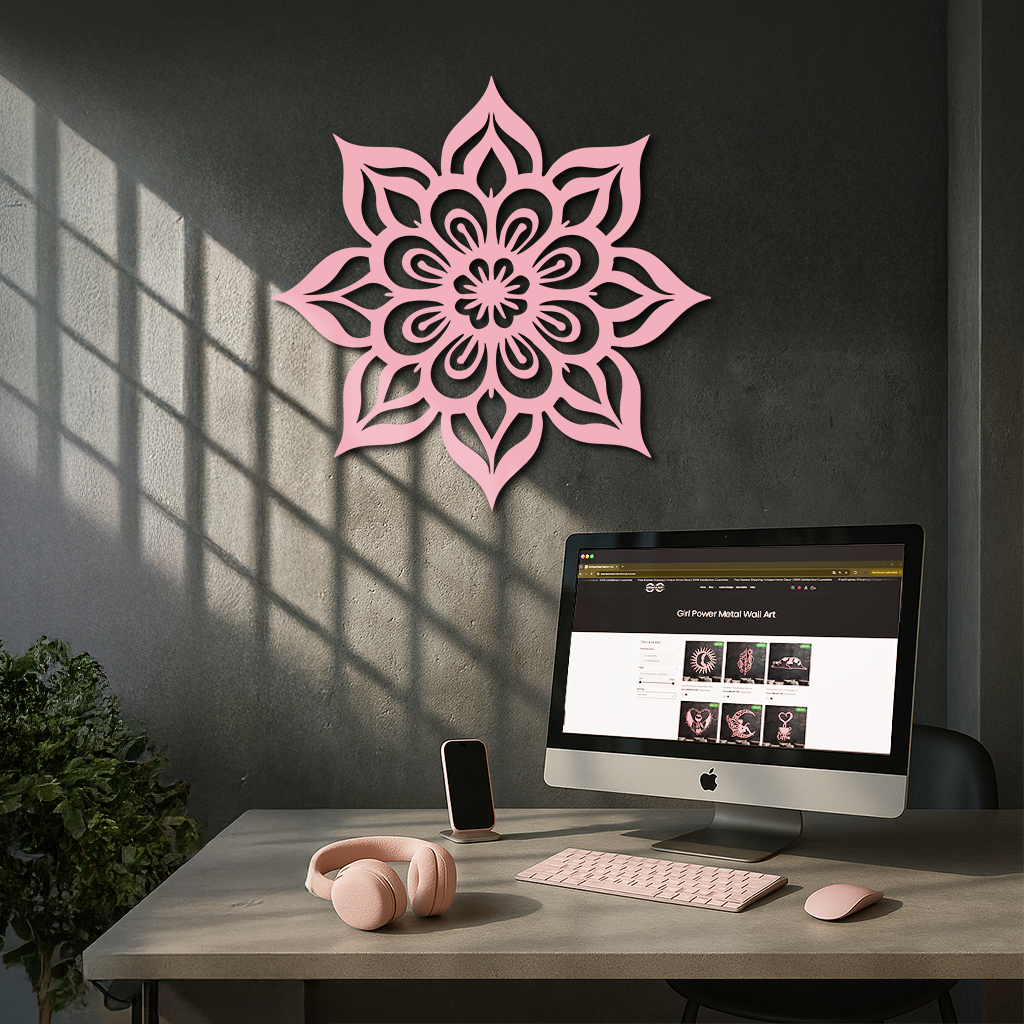 Lotus Mandala Metal Wall Art – Floral Geometric Silhouette - KAFGP059 - Tampa Home & Garden Store
