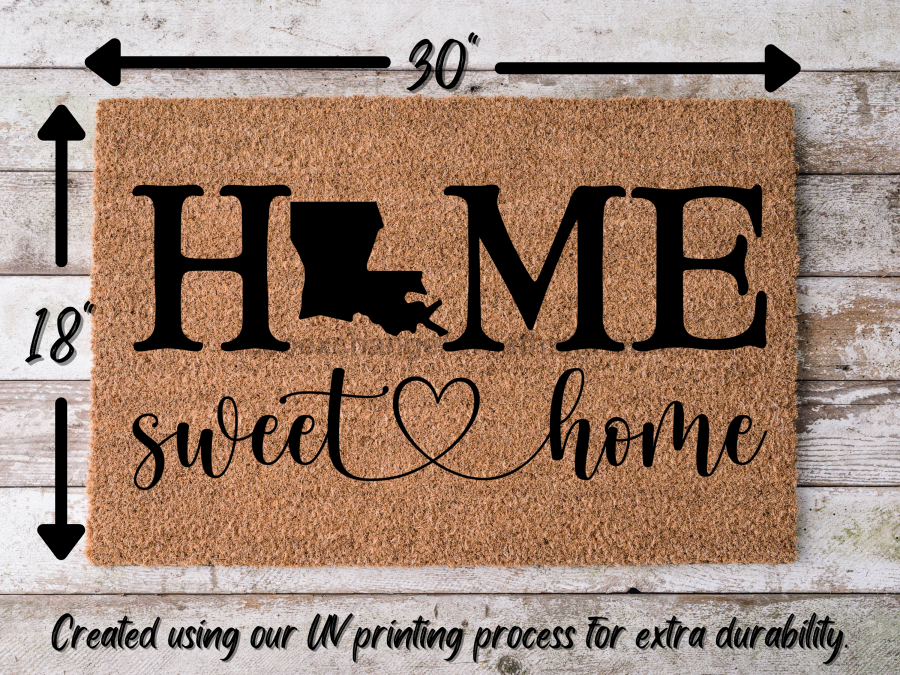 Louisiana Home Sweet Home Doormat State in "Home Sweet Home" Door Mat - Tampa Home & Garden Store
