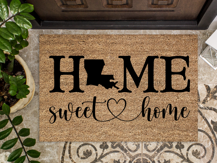 Louisiana Home Sweet Home Doormat State in "Home Sweet Home" Door Mat - Tampa Home & Garden Store