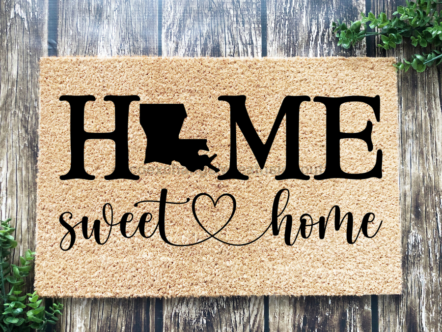 Louisiana Home Sweet Home Doormat State in "Home Sweet Home" Door Mat - Tampa Home & Garden Store