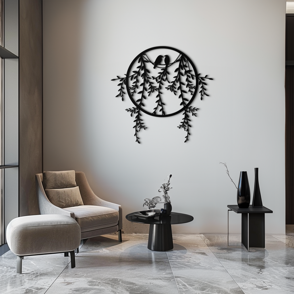 Love Birds Metal Wall Art – Romantic Nature Inspired Black Metal Decor- KAF523 - Tampa Home & Garden Store
