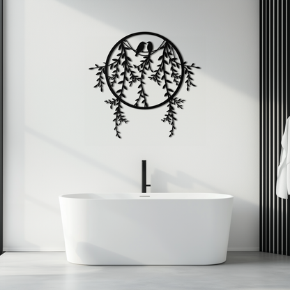 Love Birds Metal Wall Art – Romantic Nature Inspired Black Metal Decor- KAF523 - Tampa Home & Garden Store