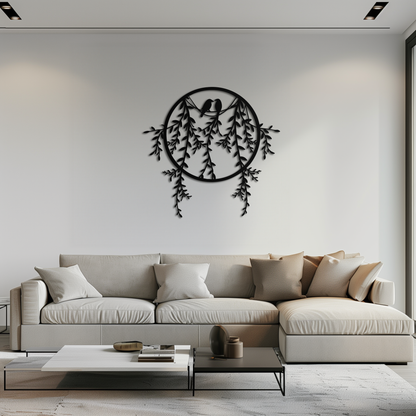 Love Birds Metal Wall Art – Romantic Nature Inspired Black Metal Decor- KAF523 - Tampa Home & Garden Store