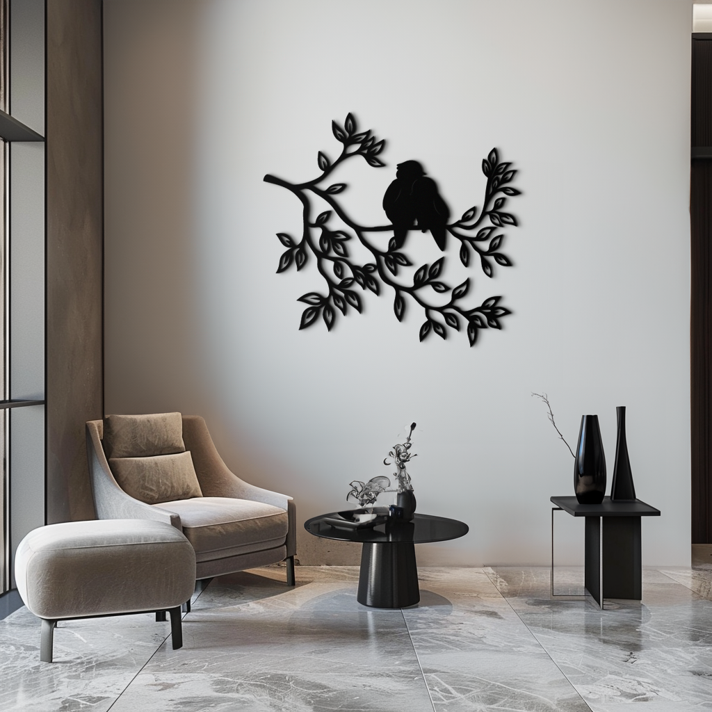Love Birds Metal Wall Art - Romantic Silhouette Decor- KAF284 - Tampa Home & Garden Store