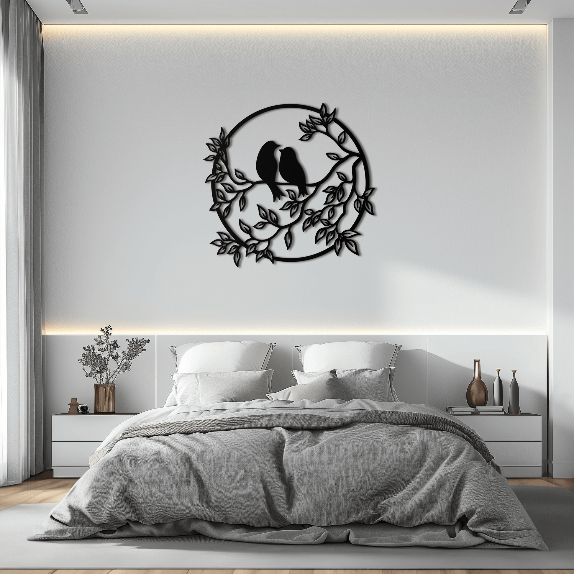 Love Birds Metal Wall Art - Romantic Steel Wall Decor for Home and Bedroom - KAF023 - Tampa Home & Garden Store