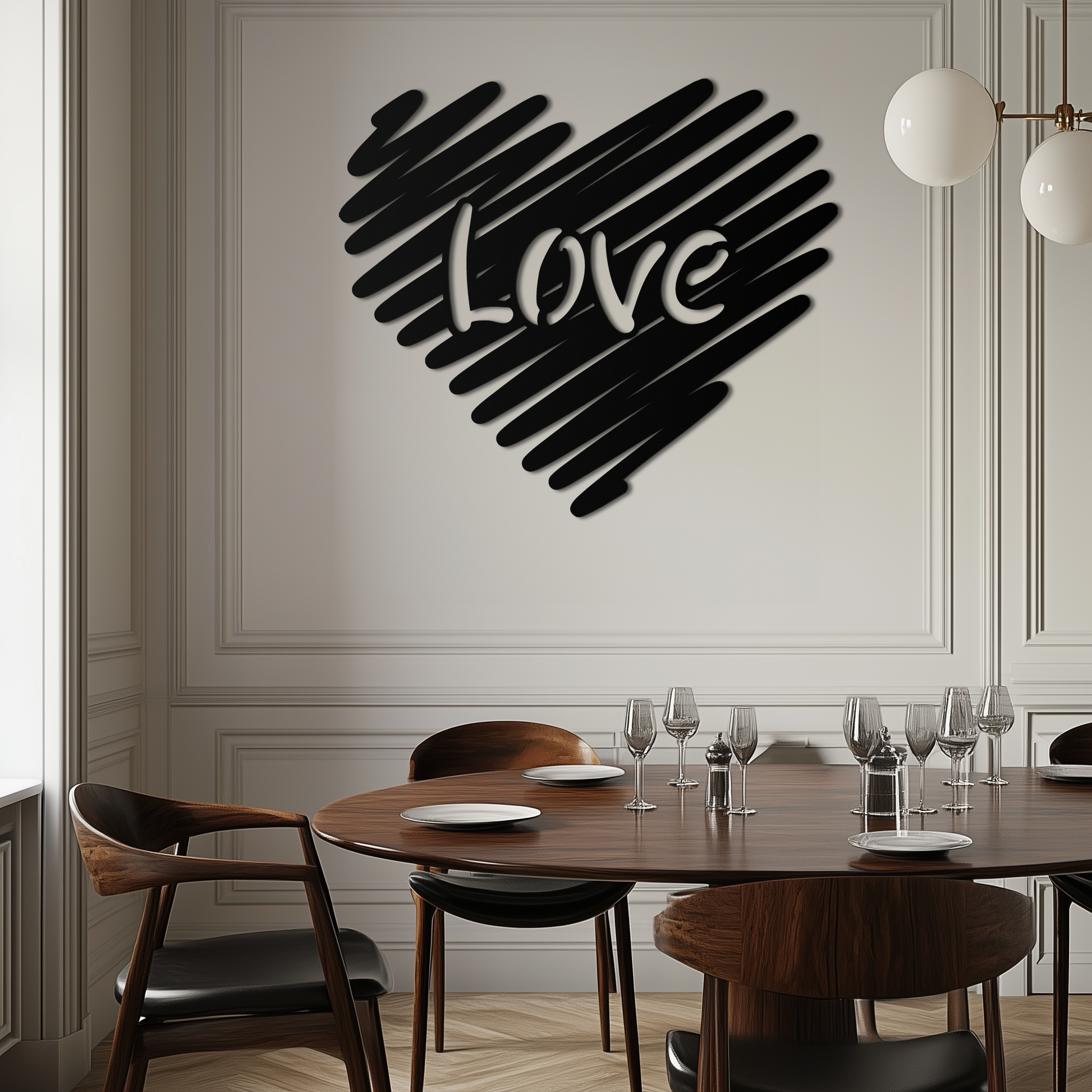 Love Heart Scribble Metal Wall Art – Romantic Handwritten Typography Home Decor- KAF599 - Tampa Home & Garden Store