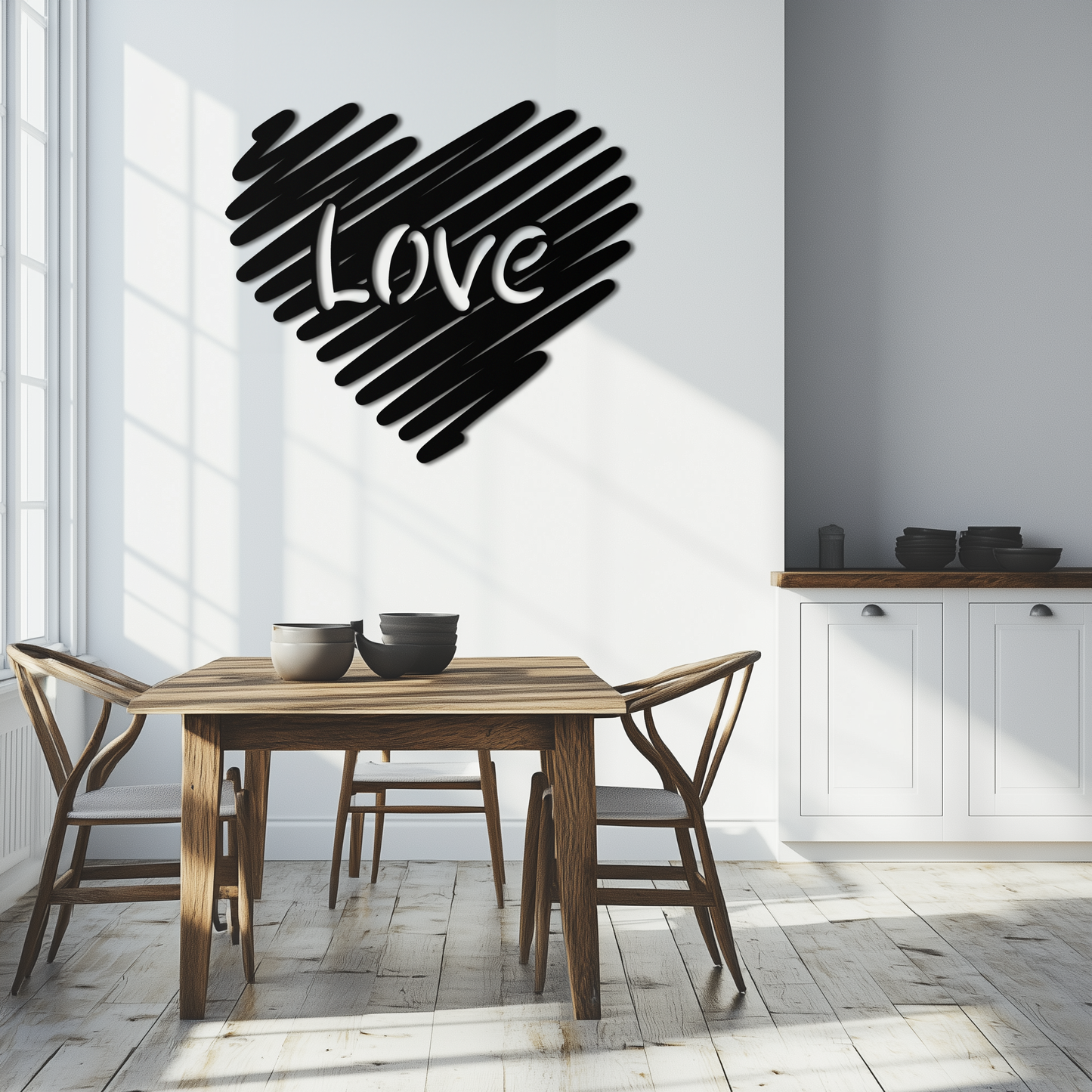 Love Heart Scribble Metal Wall Art – Romantic Handwritten Typography Home Decor- KAF599 - Tampa Home & Garden Store