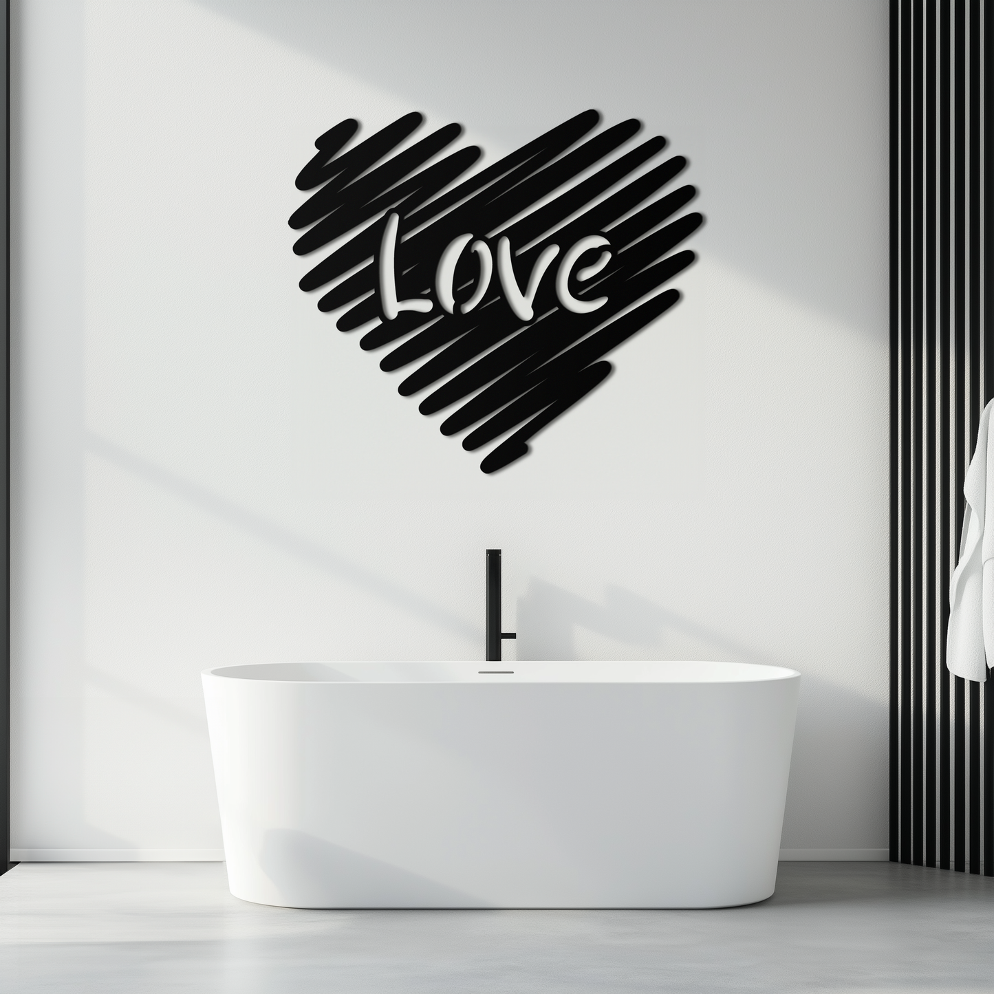 Love Heart Scribble Metal Wall Art – Romantic Handwritten Typography Home Decor- KAF599 - Tampa Home & Garden Store