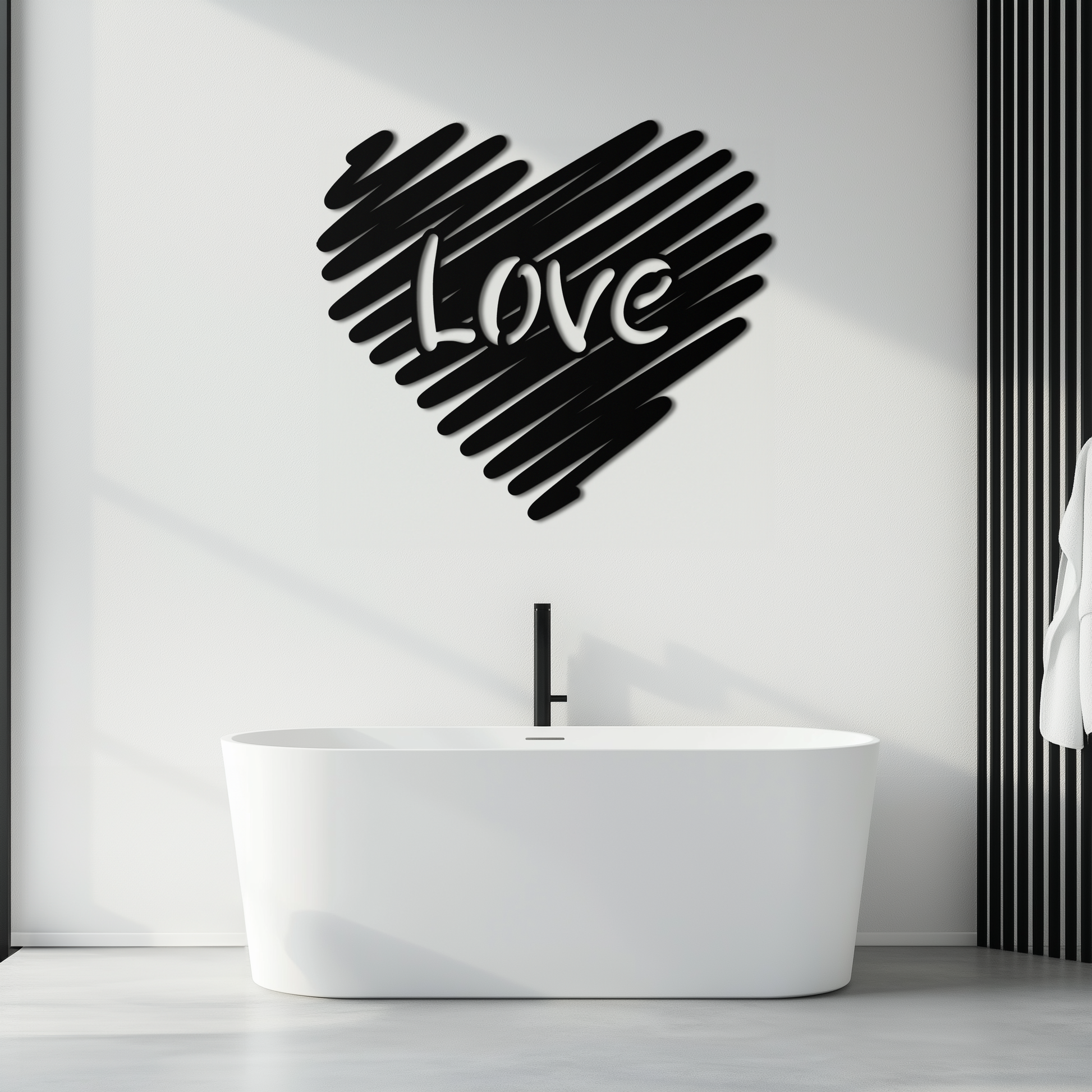 Love Heart Scribble Metal Wall Art – Romantic Handwritten Typography Home Decor- KAF599 - Tampa Home & Garden Store