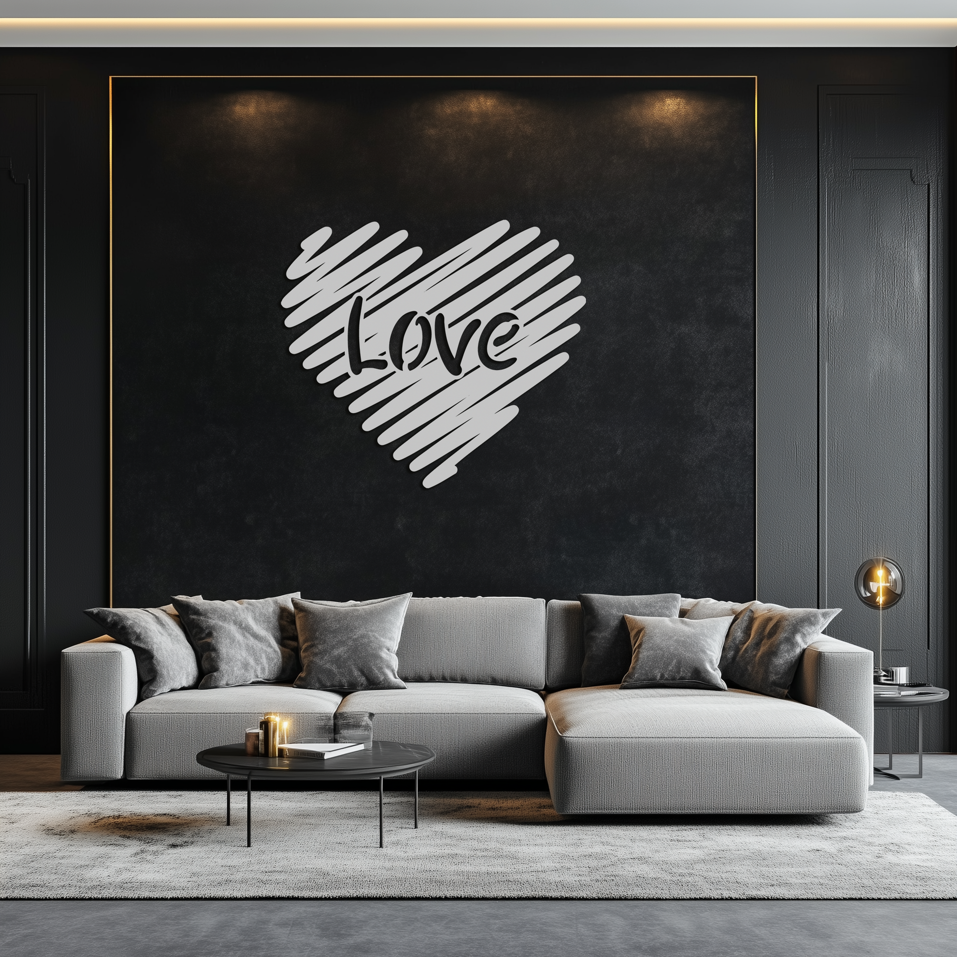 Love Heart Scribble Metal Wall Art – Romantic Handwritten Typography Home Decor- KAF599 - Tampa Home & Garden Store