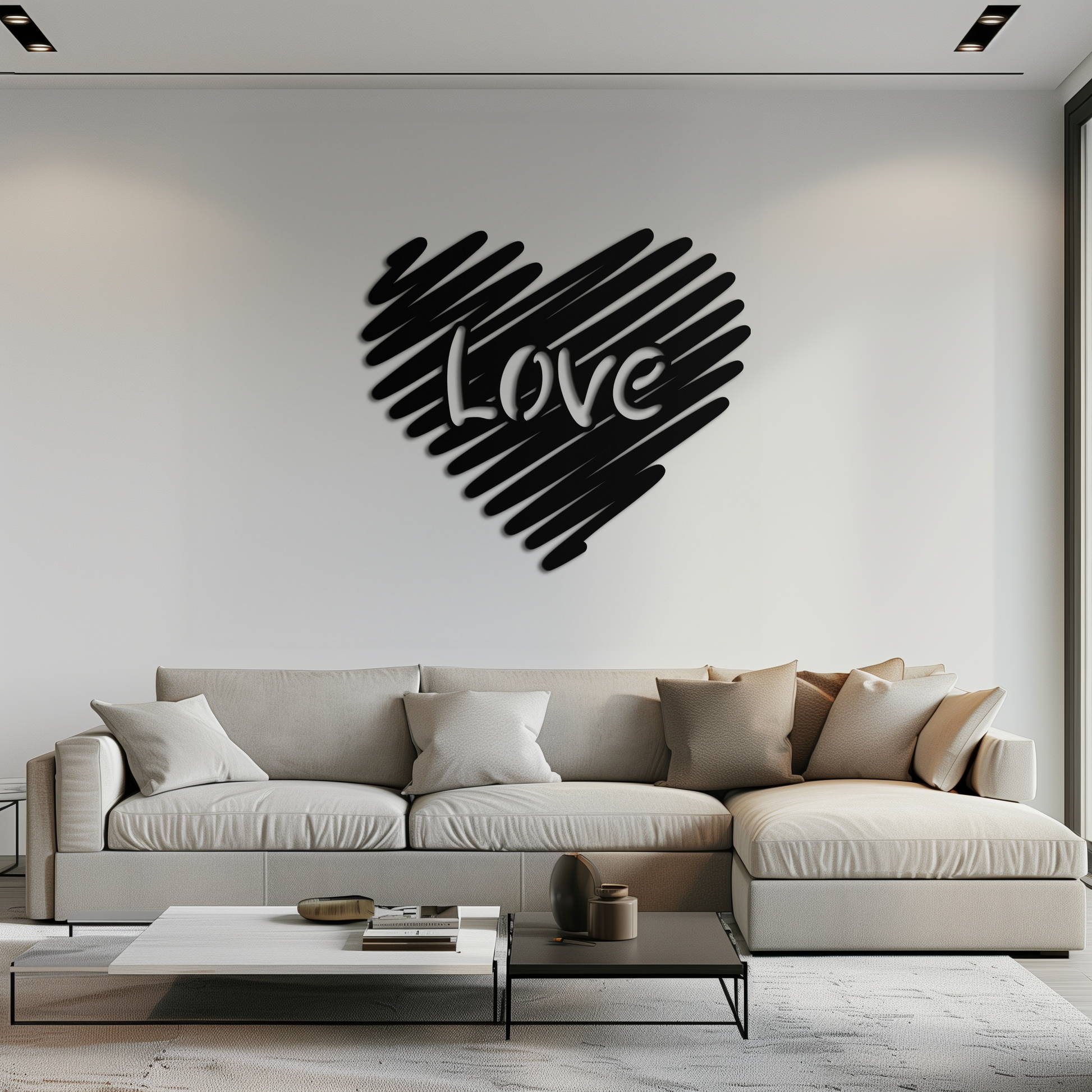 Love Heart Scribble Metal Wall Art – Romantic Handwritten Typography Home Decor- KAF599 - Tampa Home & Garden Store