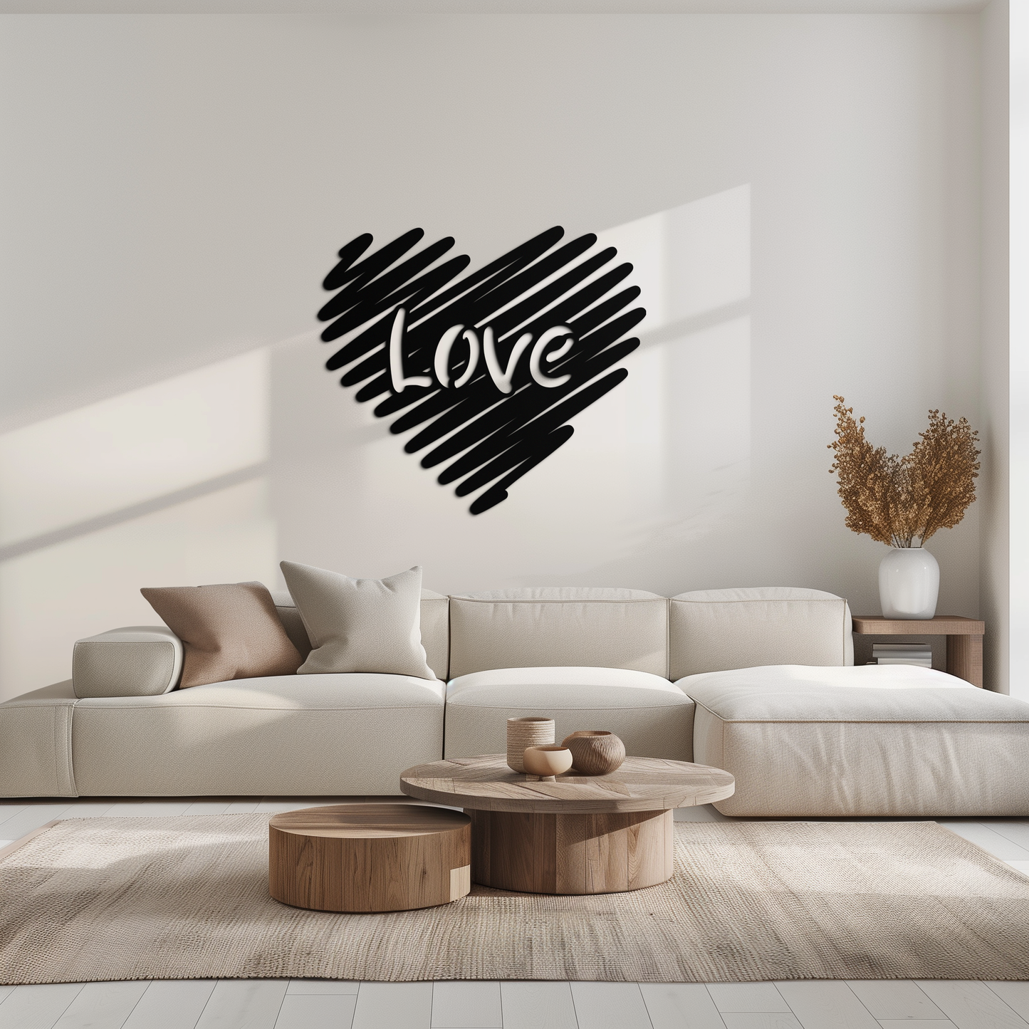Love Heart Scribble Metal Wall Art – Romantic Handwritten Typography Home Decor- KAF599 - Tampa Home & Garden Store