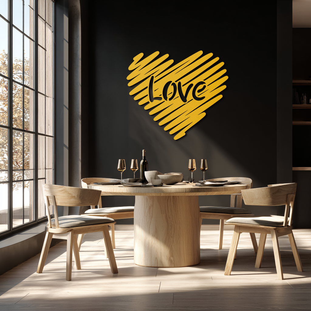 Love Heart Scribble Metal Wall Art – Romantic Handwritten Typography Home Decor- KAF599 - Tampa Home & Garden Store
