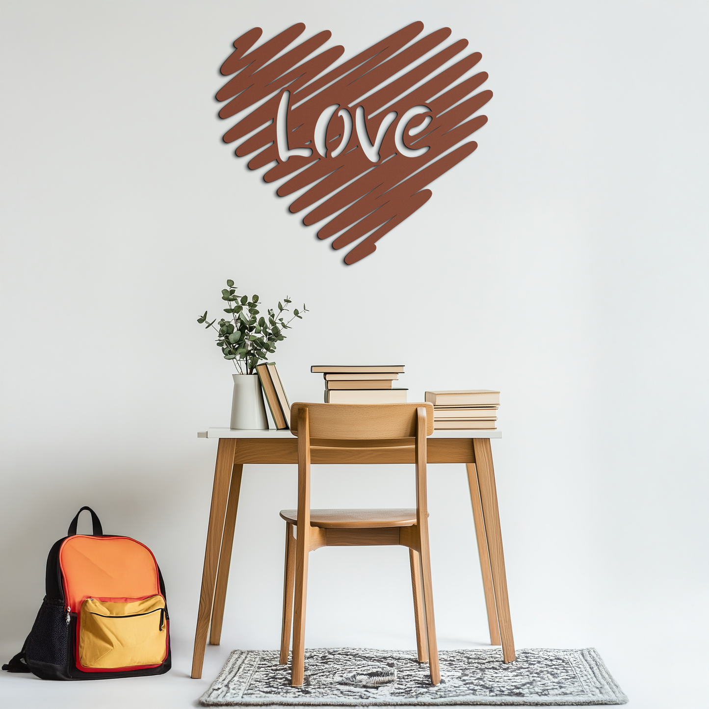 Love Heart Scribble Metal Wall Art – Romantic Handwritten Typography Home Decor- KAF599 - Tampa Home & Garden Store