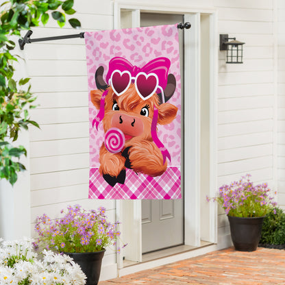 Lovely Laverne The Highland Cow Burlap House Flag - Tampa Home & Garden Store