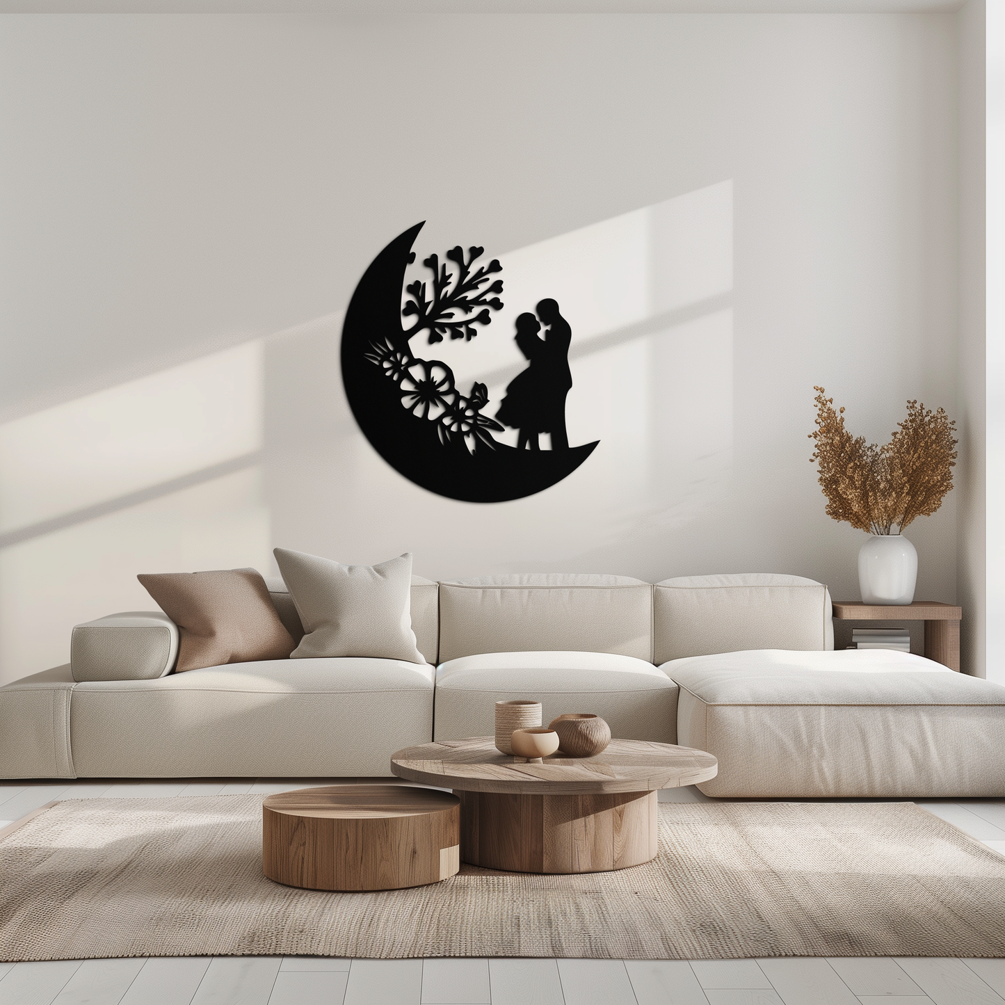 : Lovers on the Moon Metal Wall Art – Romantic Silhouette for Dreamy Interiors- KAF695 - Tampa Home & Garden Store