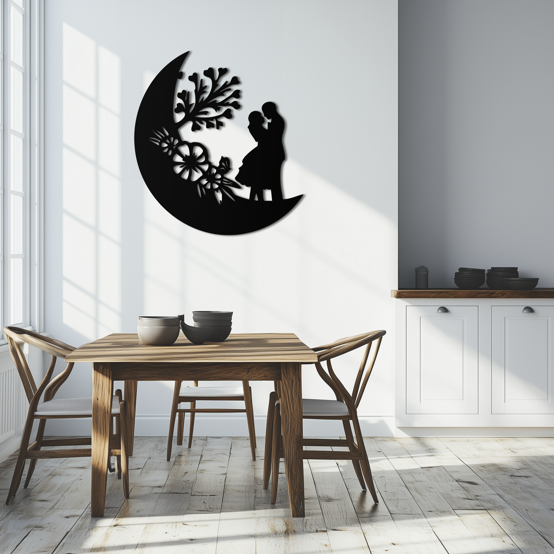 : Lovers on the Moon Metal Wall Art – Romantic Silhouette for Dreamy Interiors- KAF695 - Tampa Home & Garden Store
