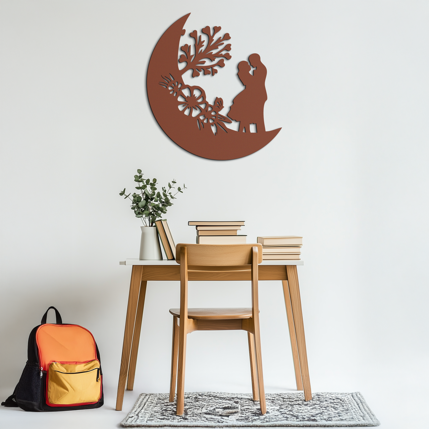 : Lovers on the Moon Metal Wall Art – Romantic Silhouette for Dreamy Interiors- KAF695 - Tampa Home & Garden Store