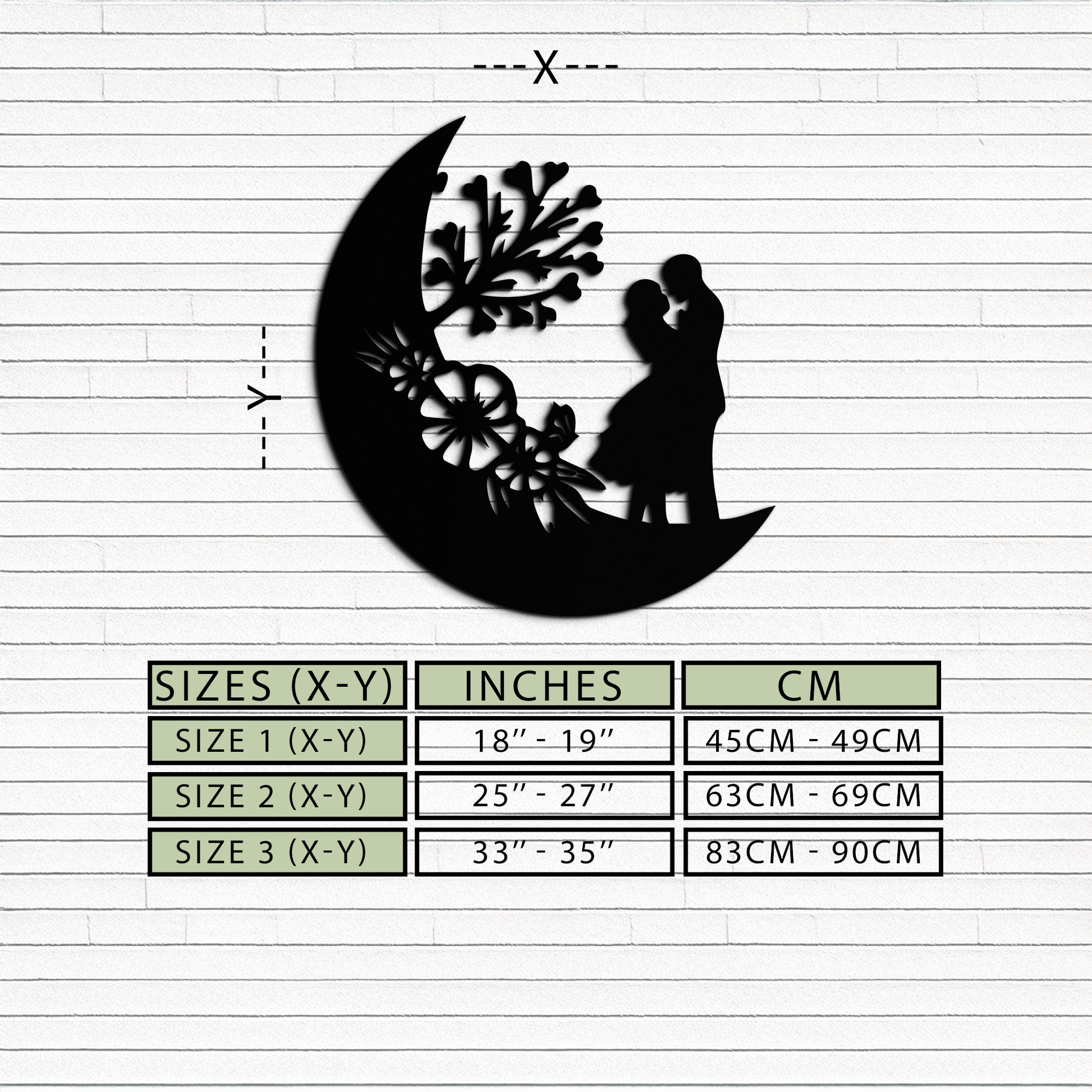 : Lovers on the Moon Metal Wall Art – Romantic Silhouette for Dreamy Interiors- KAF695 - Tampa Home & Garden Store