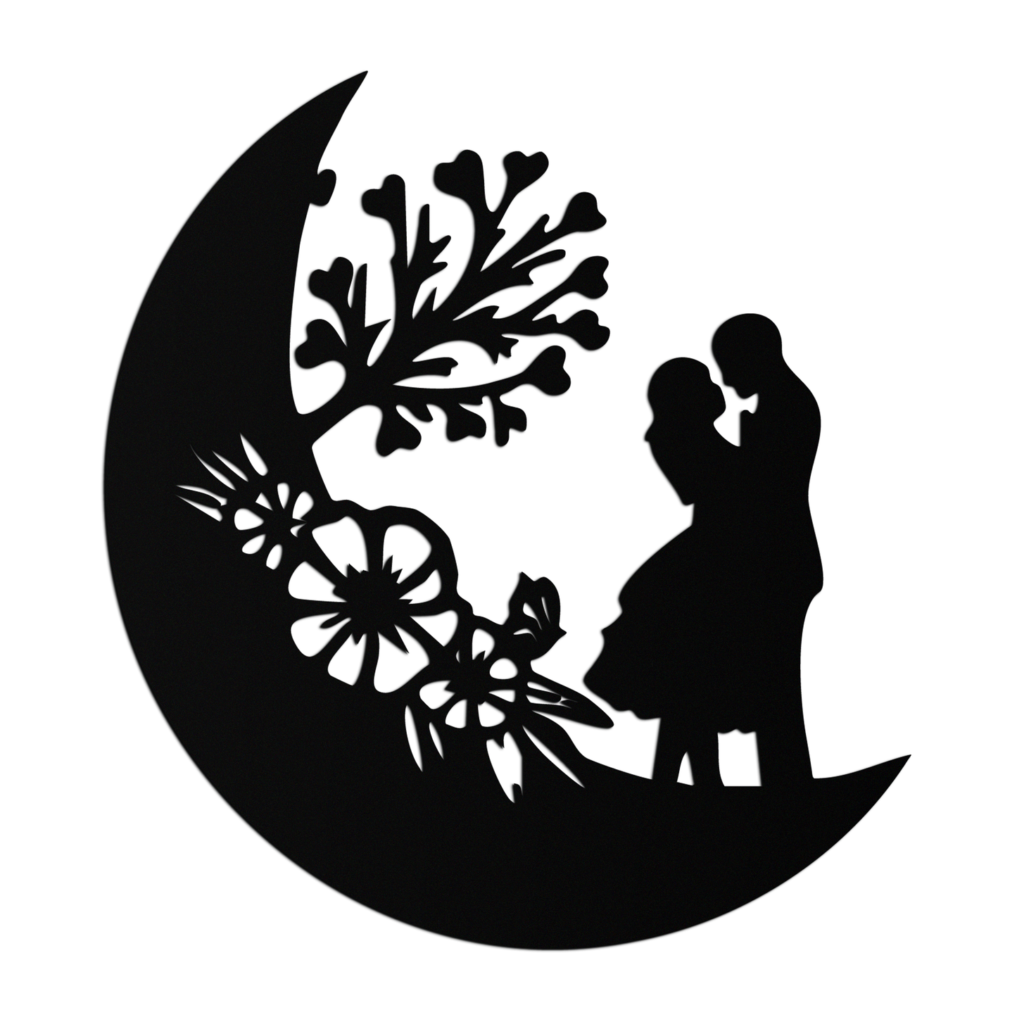 : Lovers on the Moon Metal Wall Art – Romantic Silhouette for Dreamy Interiors- KAF695 - Tampa Home & Garden Store