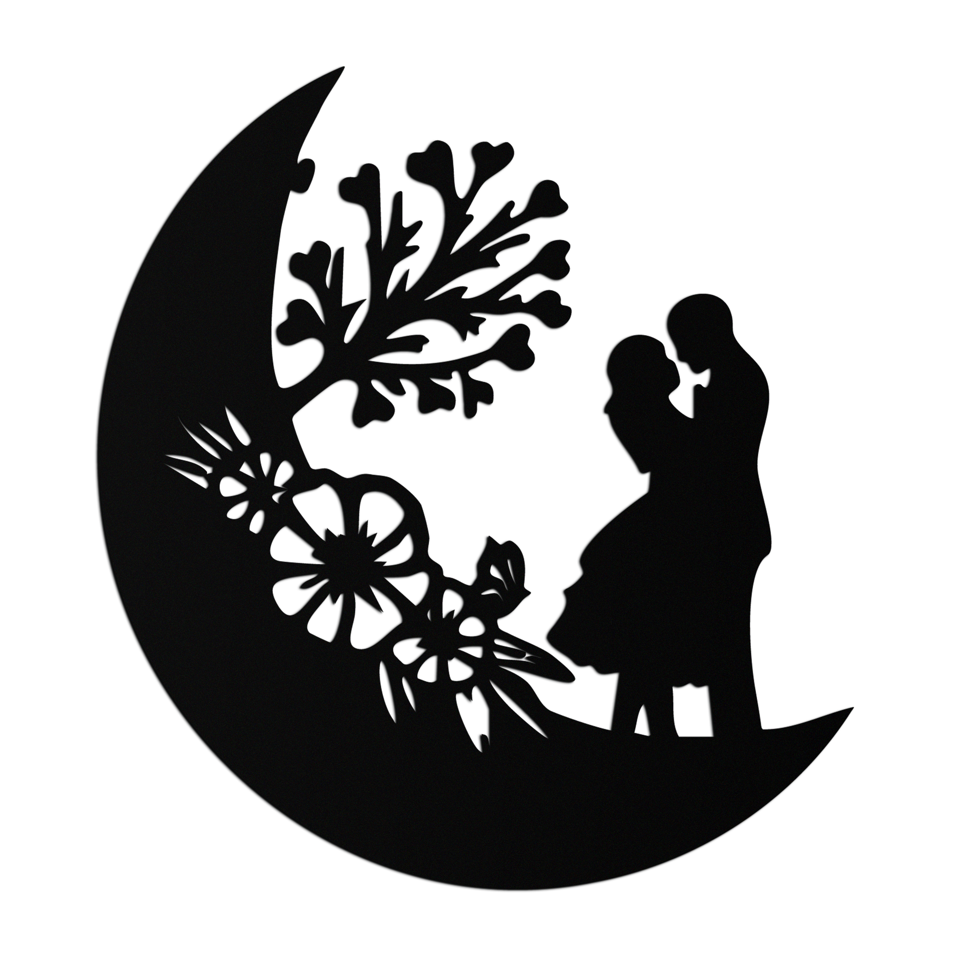 : Lovers on the Moon Metal Wall Art – Romantic Silhouette for Dreamy Interiors- KAF695 - Tampa Home & Garden Store
