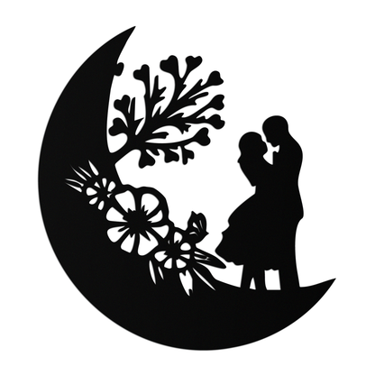 : Lovers on the Moon Metal Wall Art – Romantic Silhouette for Dreamy Interiors- KAF695 - Tampa Home & Garden Store
