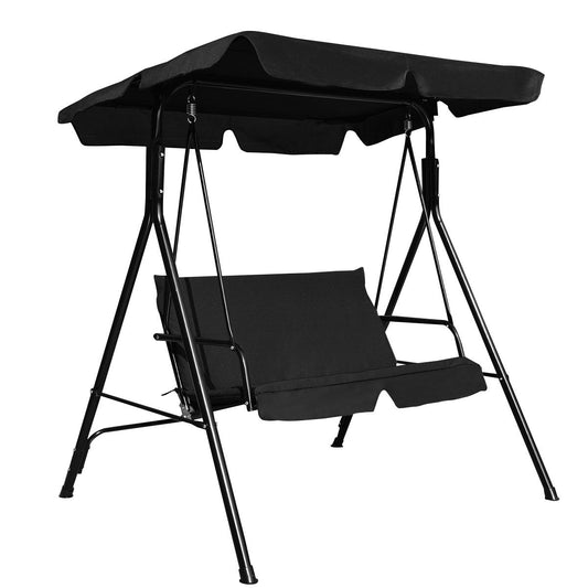 Loveseat Cushioned Patio Steel Frame Swing Glider -Black - Tampa Home & Garden Store