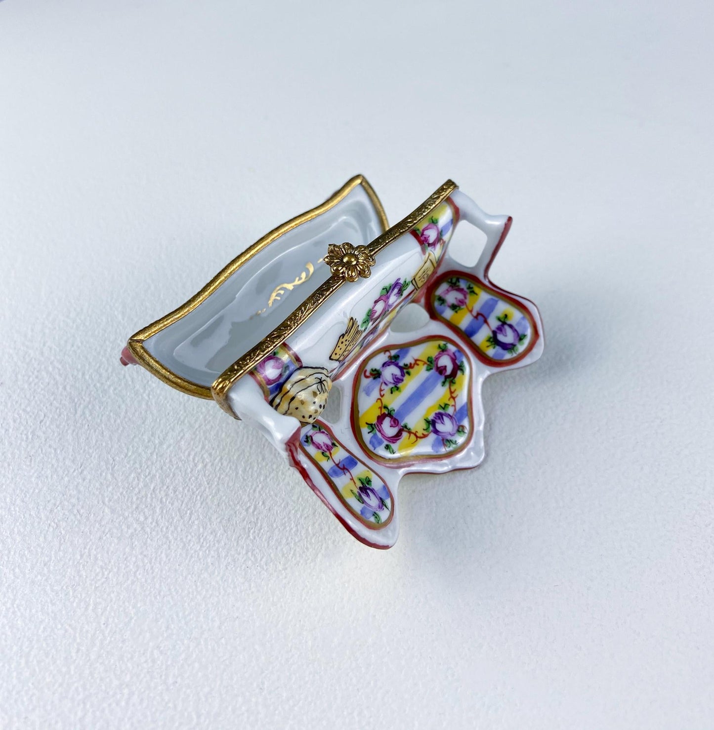 Loveseat Miniature Porcelain Limoges Box. Highly Collectible Pill, Trinket, Ring Box. Gift for Him or Her Couch Potato Partner Couple. - Tampa Home & Garden Store