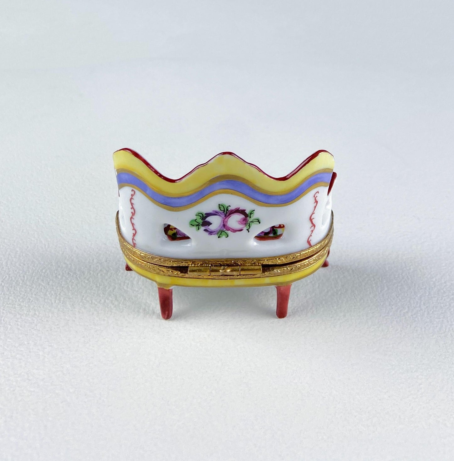 Loveseat Miniature Porcelain Limoges Box. Highly Collectible Pill, Trinket, Ring Box. Gift for Him or Her Couch Potato Partner Couple. - Tampa Home & Garden Store