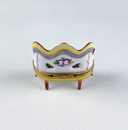 Loveseat Miniature Porcelain Limoges Box. Highly Collectible Pill, Trinket, Ring Box. Gift for Him or Her Couch Potato Partner Couple. - Tampa Home & Garden Store