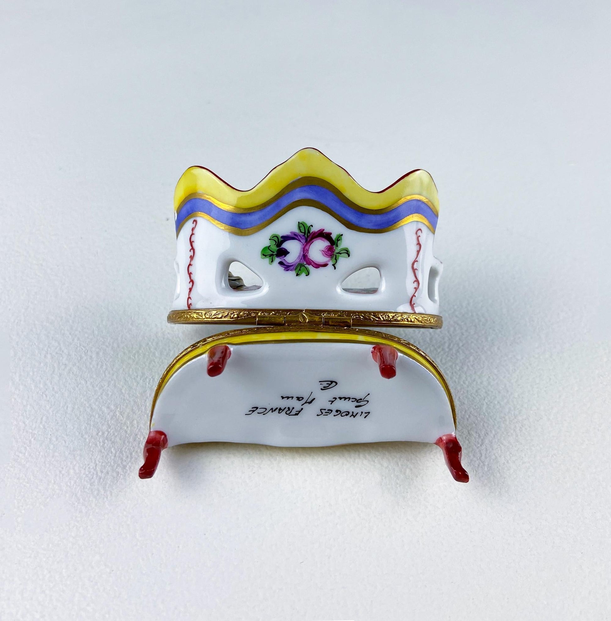Loveseat Miniature Porcelain Limoges Box. Highly Collectible Pill, Trinket, Ring Box. Gift for Him or Her Couch Potato Partner Couple. - Tampa Home & Garden Store