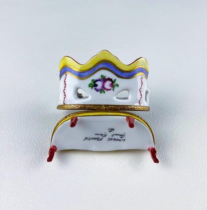 Loveseat Miniature Porcelain Limoges Box. Highly Collectible Pill, Trinket, Ring Box. Gift for Him or Her Couch Potato Partner Couple. - Tampa Home & Garden Store
